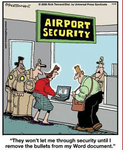 Airport Security Remove Bullets from Word Funny Meme