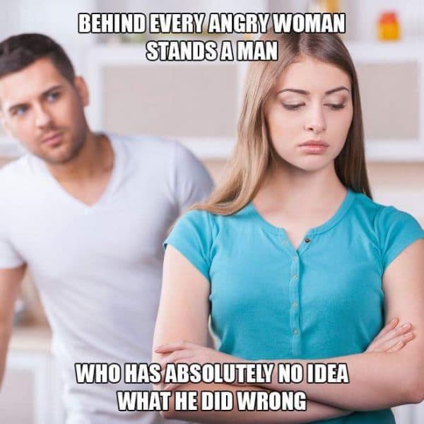 Behind Angry Woman Stands Man Funny Meme