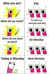 Exercise and Diet Next Monday Funny Meme