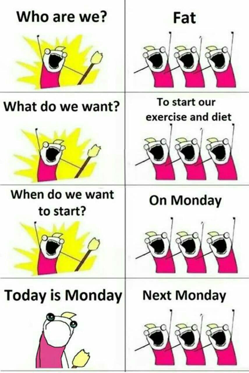Exercise And Diet Next Monday Funny Meme FUNNY MEMES