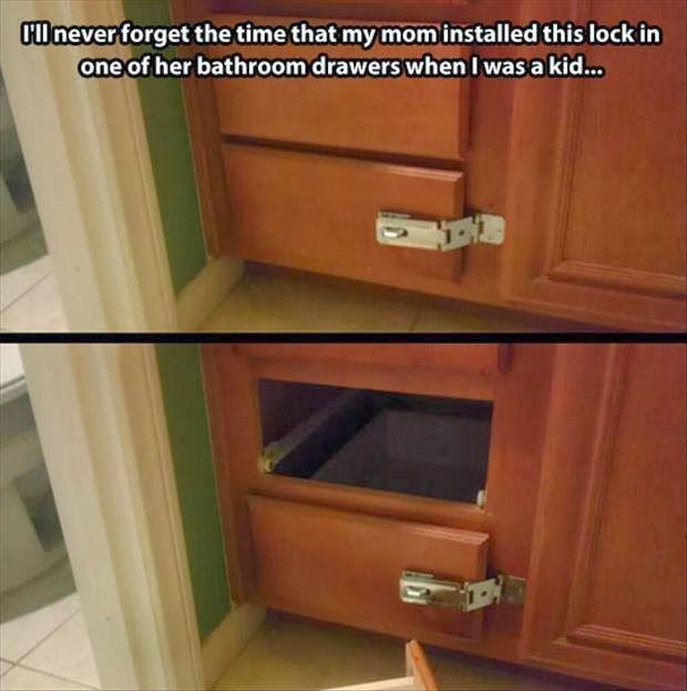 Mom installs lock on bathroom drawer Funny Meme