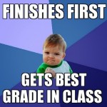 Success kid finishes first gets best grade Funny Meme