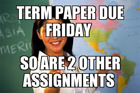 Term paper due friday Funny Meme