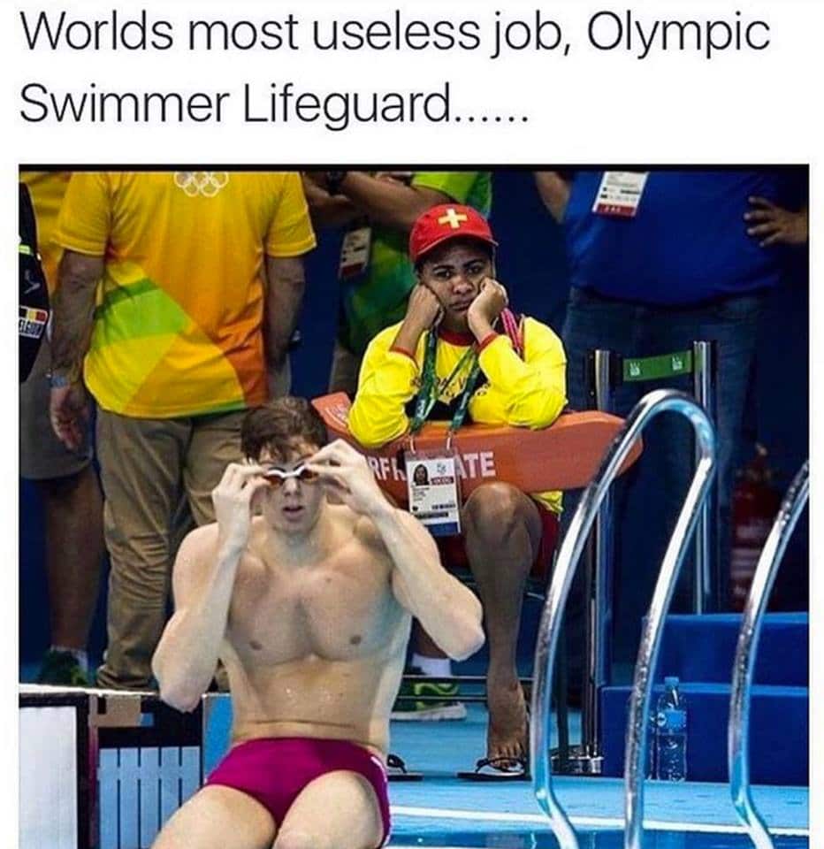 Worlds most useless job Swimmer Lifeguard Funny Meme